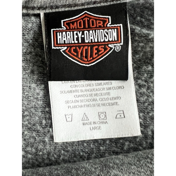 Harley-Davidson Fox River St. Charles IL Sz large Gray Split Neck Sweatshirt - Picture 10 of 16